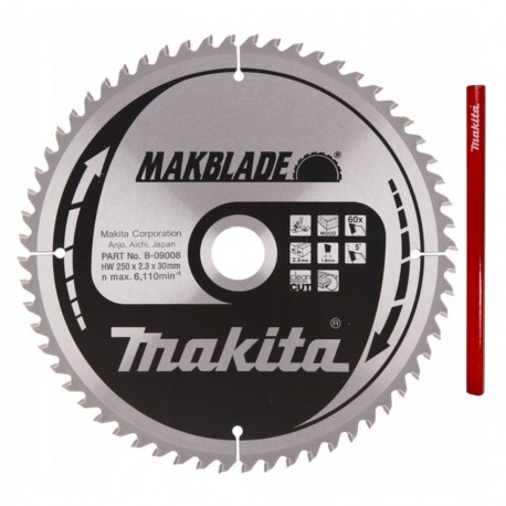 Makita b-09008 tarcza do cięcia drewna makblade t.C.T, 250 x 30 mm, 60 z