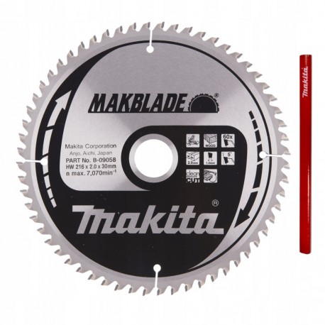 Makita b-09058 tarcza do cięcia drewna makblade t.C.T, 216 x 30 mm, 60 zębów