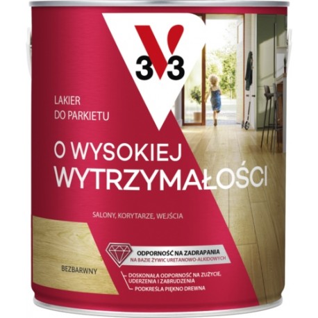V33 lakier do drewna do parkietu o wysokiej wytrzymałości bezbarwny satyna 0,75l