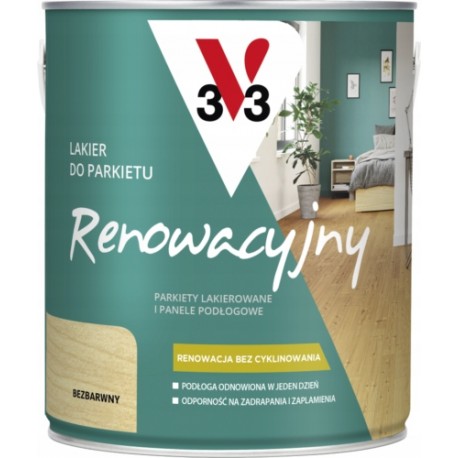 V33 lakier do drewna do parkietu renowacyjny bezbarwny połysk 0,75l