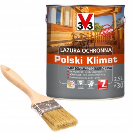 V33 lazura do drewna ochronna polski klimat impreg.-dekor. 2,5l sosna skandynawska