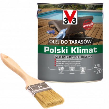 V33 olej do tarasów polski klimat 2,5l bezbarwny matowy