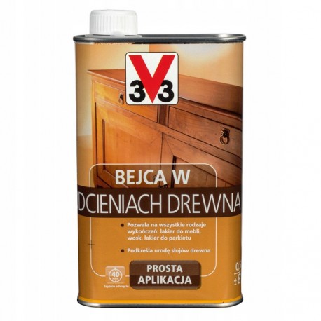 V33 farba bejca w odcieniach drewna 0,5l dąb ciemny