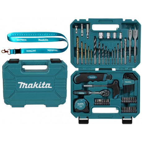 Makita e-15095 zestaw osprzętu w walizce bity wiertła miara 60el.