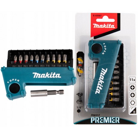 Makita E-03567 Zestaw Bity Końcówki Do Wkrętarki + Uchwyt Magnetyczny 11el.