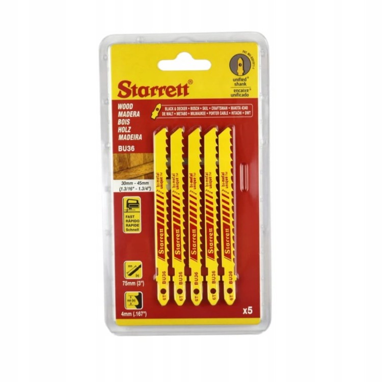 Starrett Bu36 Brzeszczoty Do Do Wyrzynarki Do Drewna 75mm 6 Tpi