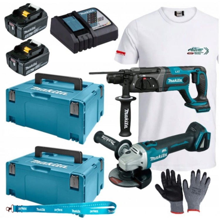 Makita DLX2153TJ1 Szlifierka + Młotowiertarka 18v