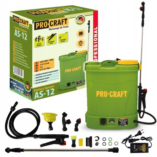 Procraft As-12 Opryskiwacz Plecakowy Akumulatorowy 12l 12v 8ah 5,5 Bar