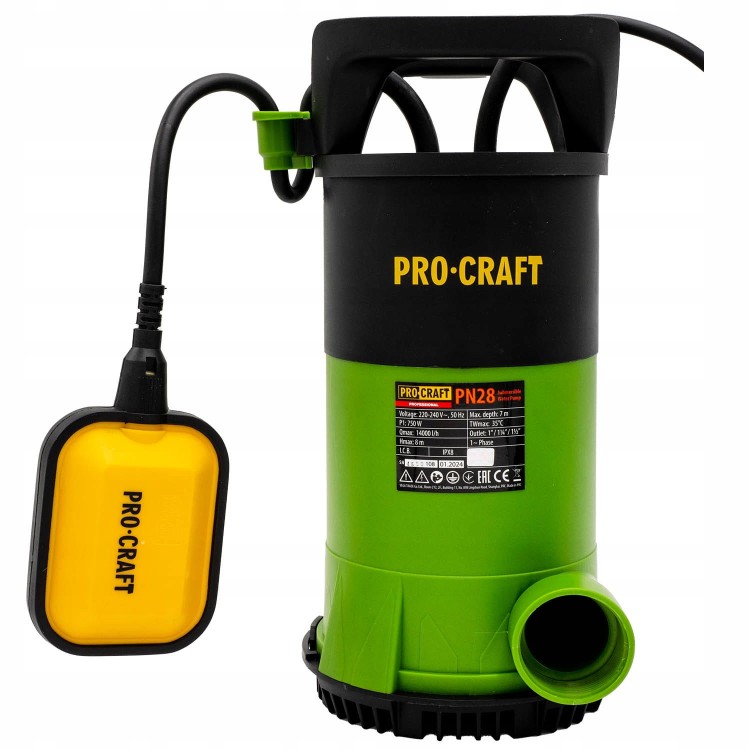 Procraft Pn28 Pompa Zanurzewniowa Do Czystej I Brudnej Wody 750w 8m