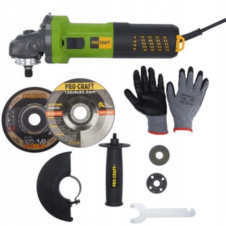 Procraft Pw2200 Szlifierka Kątowa 125mm 1100w Bezszczotkowa Mocna