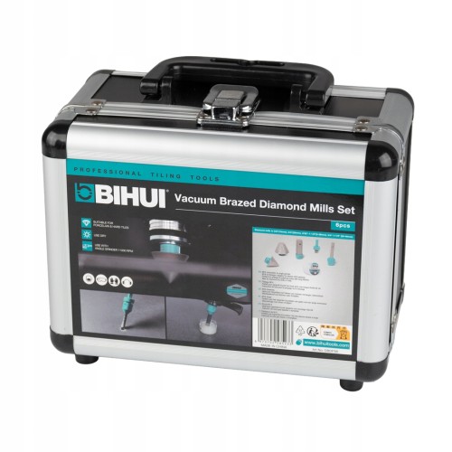 Bihui DBDFS6 Zestaw Frezów Diamentowych Do Gresu 2-48mm 6el M14 Walizka