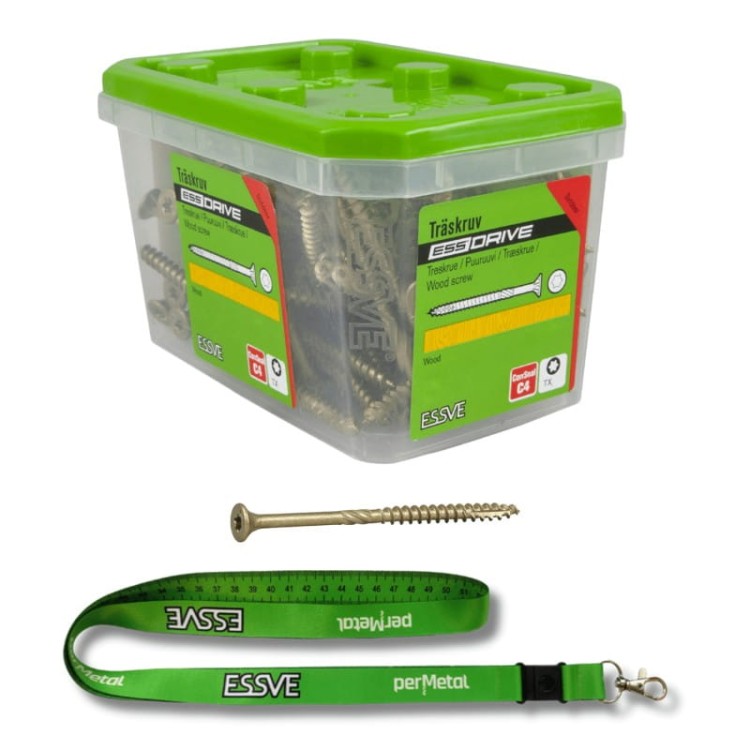 Zestaw wkrętów do drewna ESSVE 5,0 x 80 mm 100szt  Corrseal