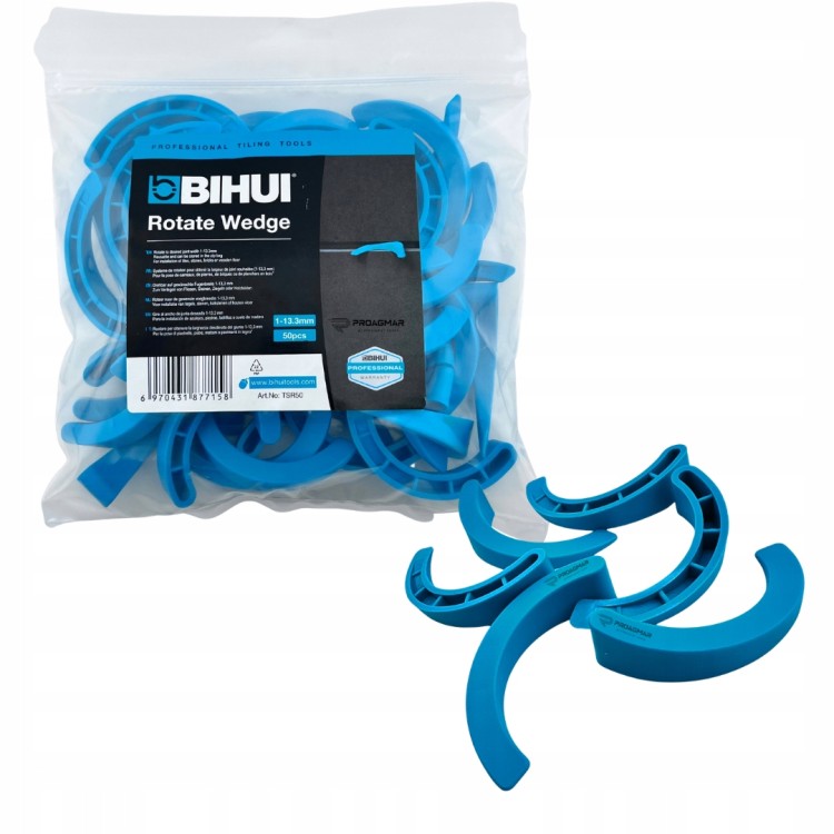 Bihui TSR50 Kliny Roto Typ C Do Poziomowania Płytek 1-13 Mm 50 Szt