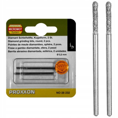 Proxxon Pr28232 Frezy Diamentowe 2,2mm Do Szkła Kamienia [2 Szt.]
