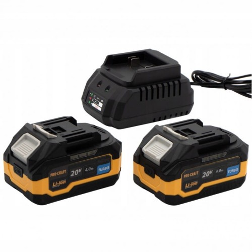 Procraft Pbc Set-2 Zestaw 2 Akumulatory 20v 4ah + Ładowarka Li-ion