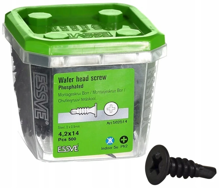 Essve Wkręty 4,2x14 Montażowe Fosfatyzowane Płaskie Do Stali Ph2 500szt