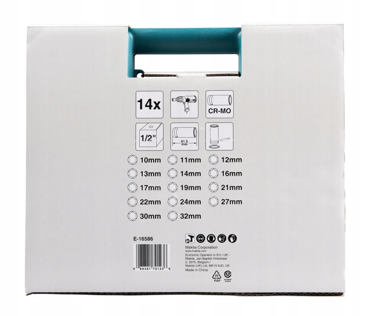 Makita E-16586 Zestaw Nasadek Udarowych 1/2" 14 Szt 10-32 Mm Cr-mo