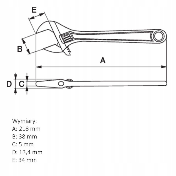 Bahco 9031 Klucz Nastawny Szwedzki 218mm Ergo 38mm