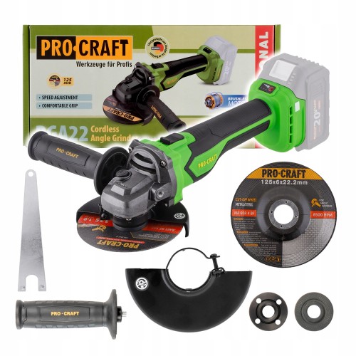 Procraft PGA22-BB Szlifierka Kątowa 125mm 20v Bezszczotkowa Body