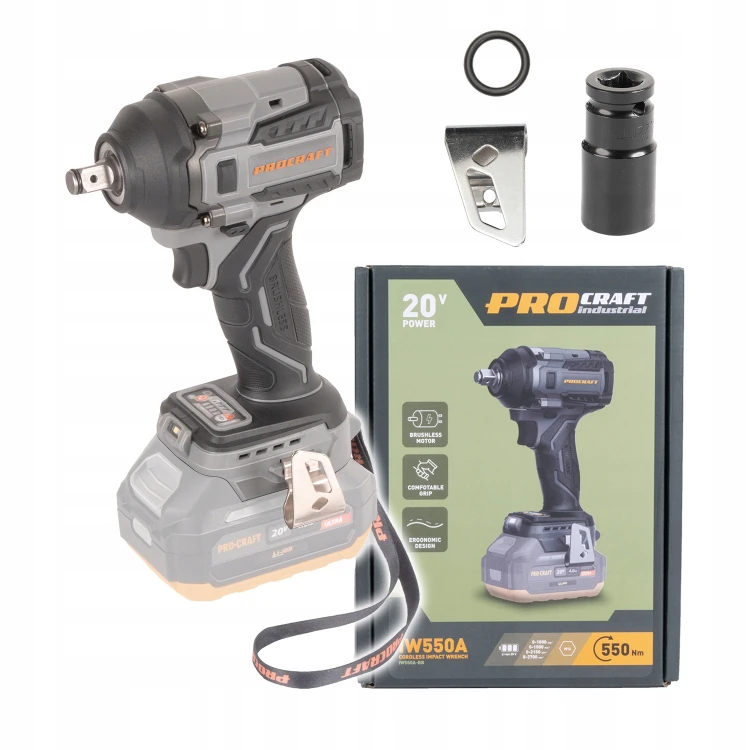 Procraft IW550ABB Klucz Udarowy 550 Nm 1/2 20v Bezszczotkowy