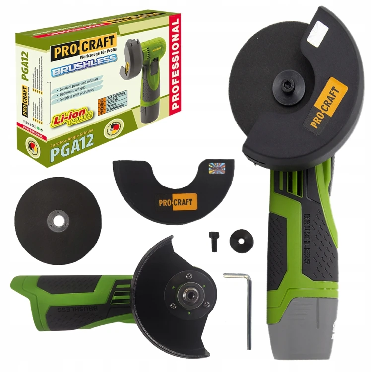Procraft PGA12 Mini Szlifierka Kątowa 12v 76mm Z Aku Ładowarka