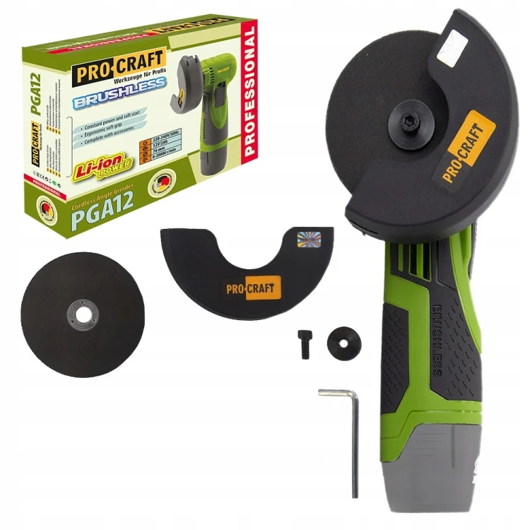 Procraft PGA12 Mini Szlifierka Kątowa 12v 76mm Z Aku Ładowarka