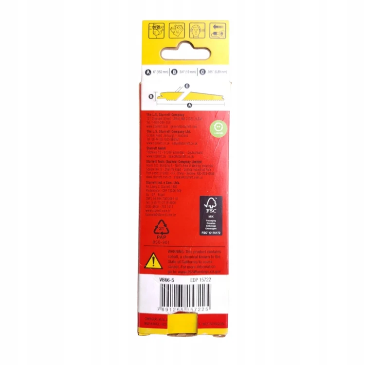 Starrett VB66-5 Brzeszczoty Do Płyt Gipsowych Do Pił 6tpi 152mm 5szt