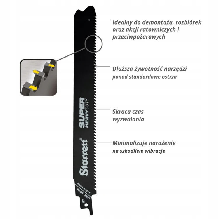 Starrett CR128-1 Brzeszczot Do Metalu Pił Szablastych Z Węglików 8tpi 305mm
