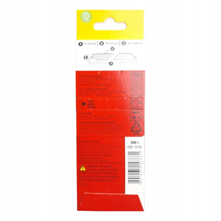 Starrett Xr6-1 Brzeszczot Do Piły Szablastej 152mm #30 Tpi Do Ceramiki