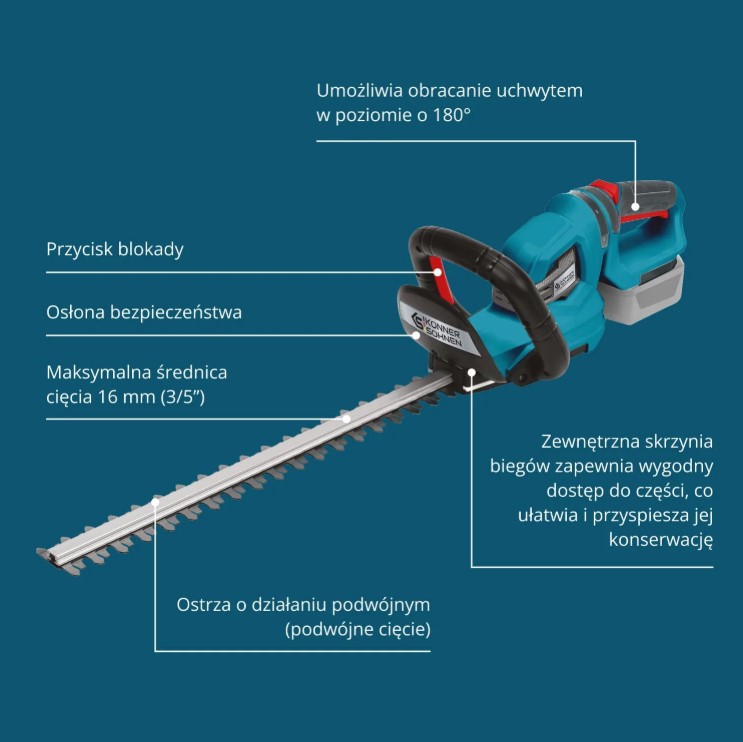 Könner &amp; Söhnen Ks Ht-20v Nożyce Do Żywopłotu 55cm 20v