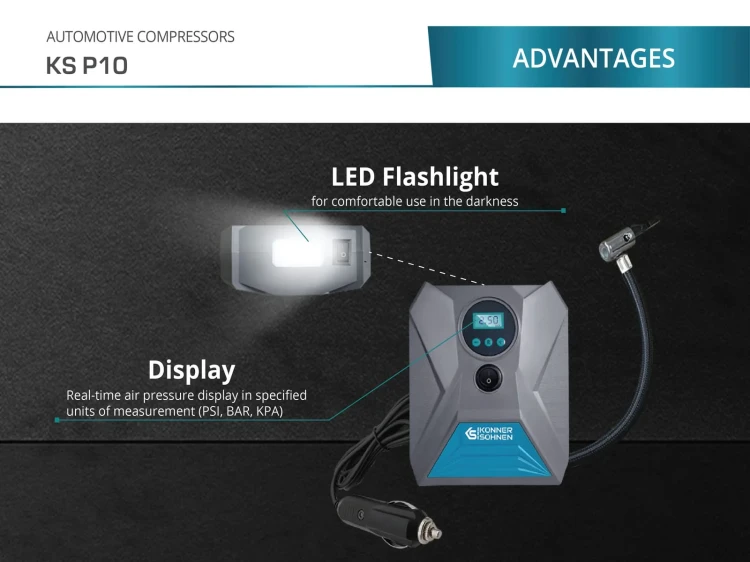 Könner &amp; Söhnen Ks P10 Kompresor Samochodowy 12v 150 Psi