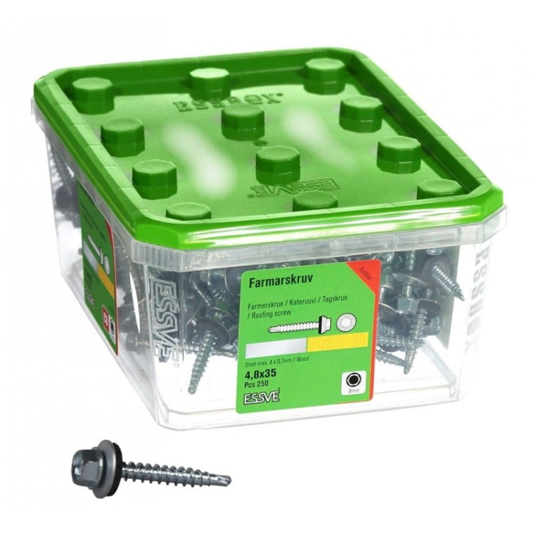 Wkręt do dachu farmerski samowiercący, ocynkowany essve 4,8 x 35mm 250szt