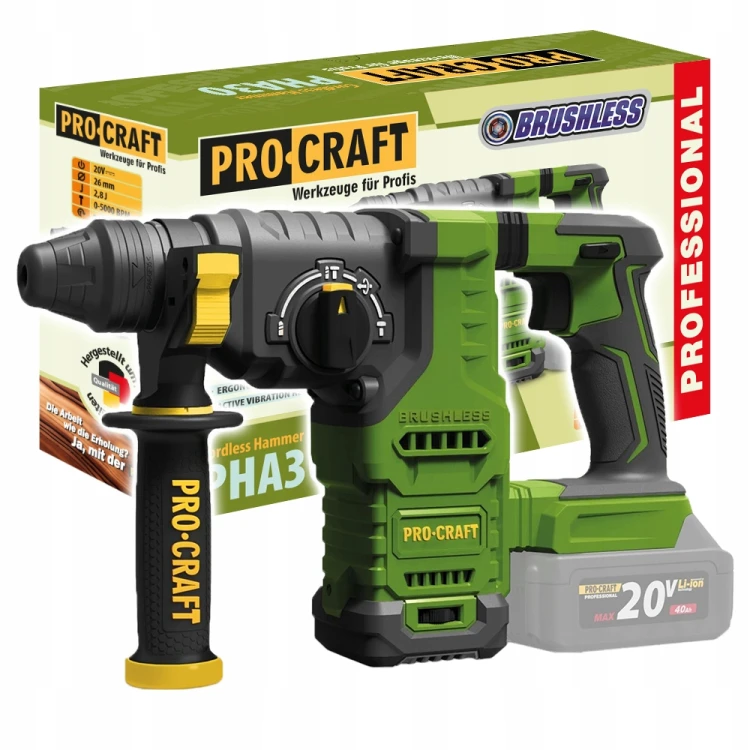 Procraft PHA30-BB Młotowiertarka Akumulatorowa Sds+ 2,8j 20v