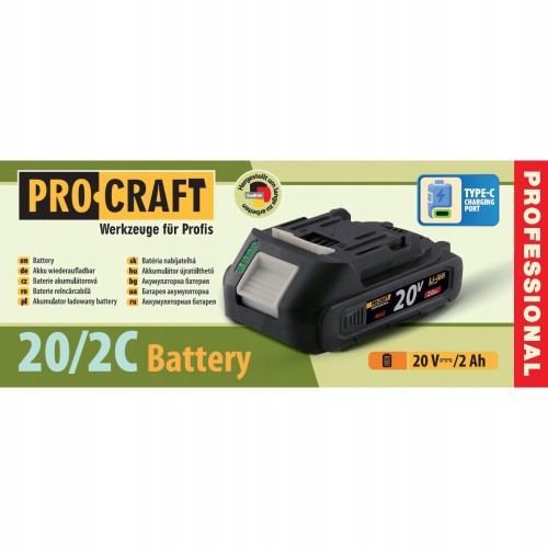 Procraft 20/2C Akumulator 20v 2ah Li-ion Usb-C