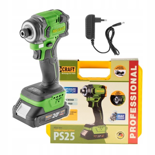 Procraft Ps25 Zakrętarka Udarowa Akumulatorowa 20v 230nm Hex 1/4
