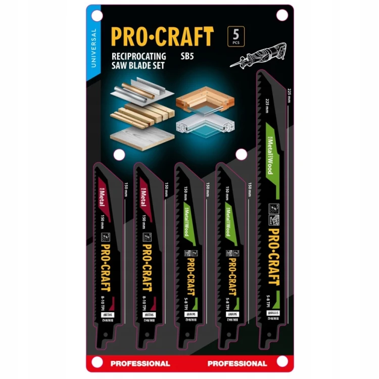 Procraft Sb5 Brzeszczoty Bim M42 Do Drewna Metalu 5 Szt