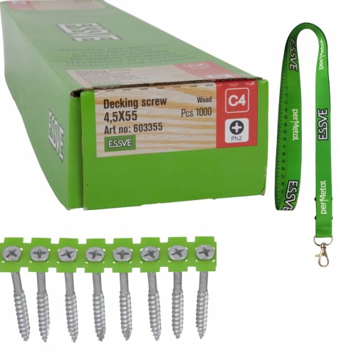 Essve Wkręty Tarasowe Na Taśmie 4,5x55 Corrseal 1000 Szt