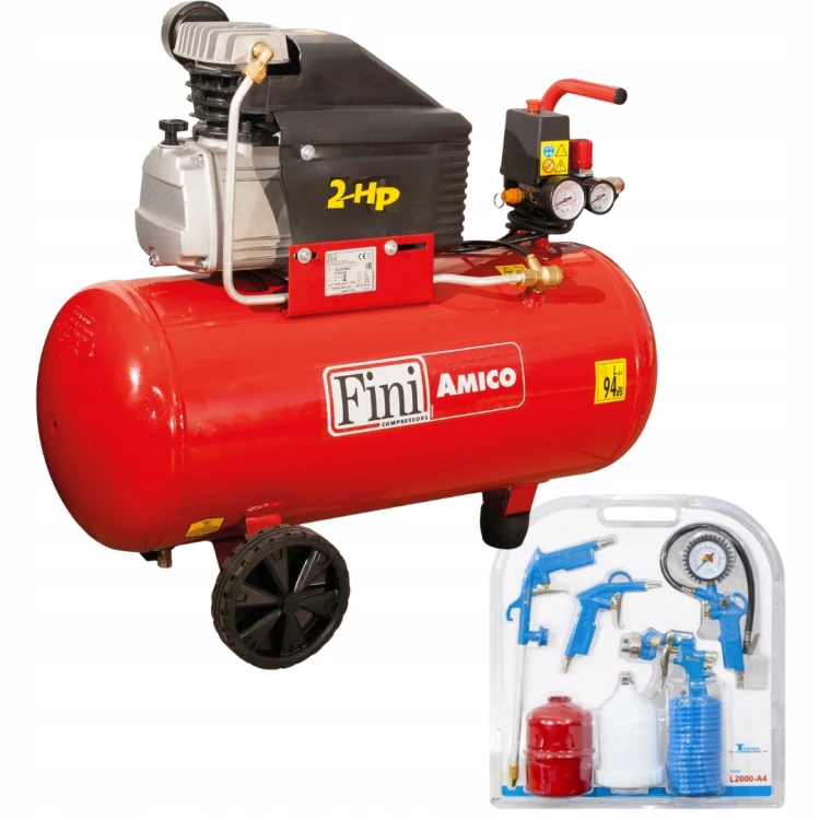 Fini Amico 50/2400 Kompresor Olejowy 50l 8bar + Zestaw Pistoletów 5el