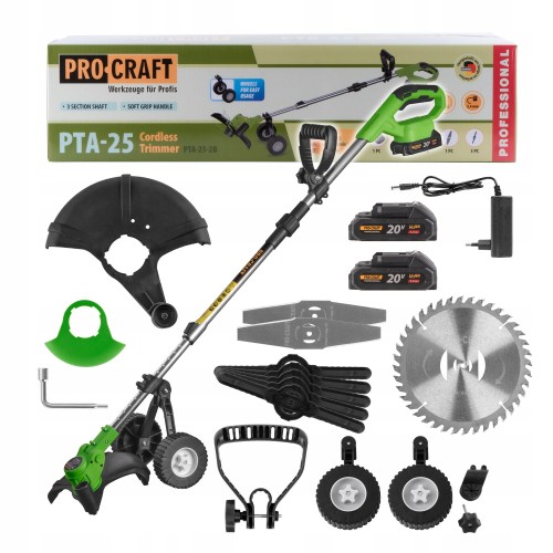 Procraft Pta-25-2b Podkaszarka Akumulatorowa 20v 2aku Obracana Głowica