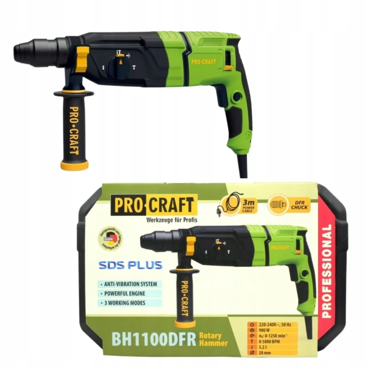 Procraft Bh1100dfr Młotowiertarka Sds Plus 900w 3,2j