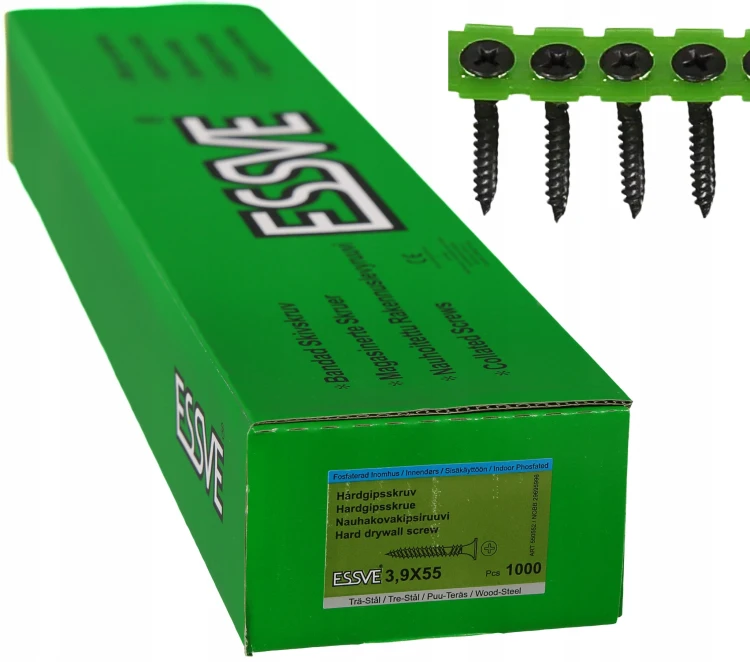 Essve Wkręty 3,9x55 Do Płyt Gk Ph2 C1 Na Taśmie 1000szt