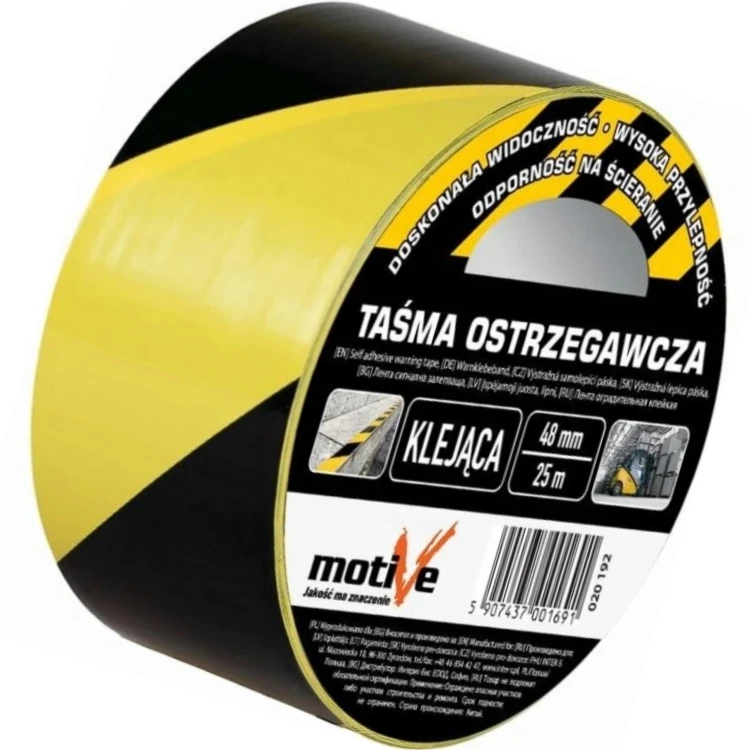 Motive Taśma Ostrzegawcza Żółto-czarna 48mm 25m