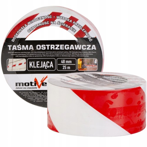 Motive Taśma Ostrzegawcza Biało-czerwona 48mm 25m