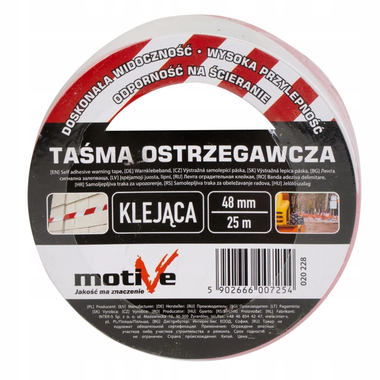Motive Taśma Ostrzegawcza Biało-czerwona 48mm 25m