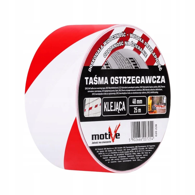 Motive Taśma Ostrzegawcza Biało-czerwona 48mm 25m
