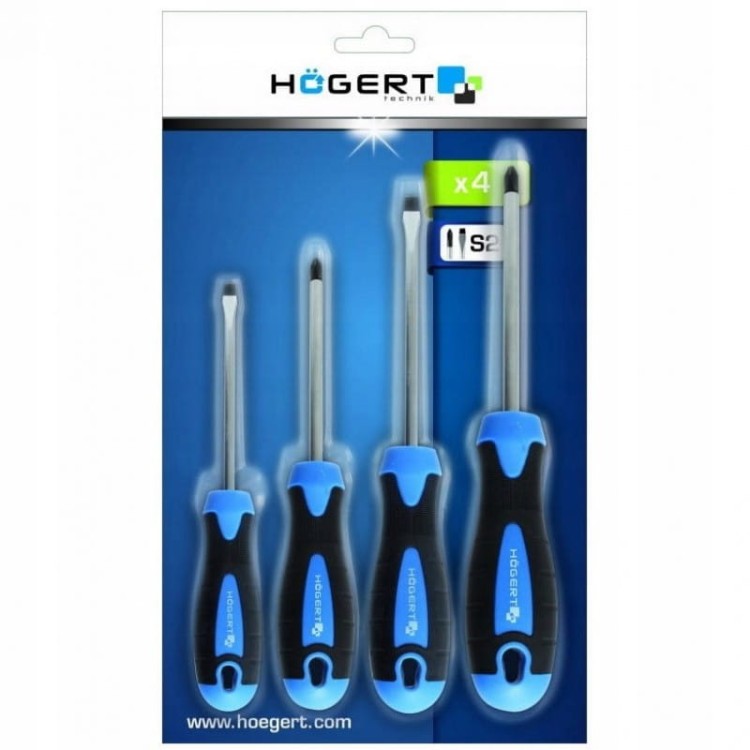 Hogert Ht1s094 Zestaw Wrkętaków Śrubokrętów 4szt Krzyżaki Ph2 Ph1 Płaskie