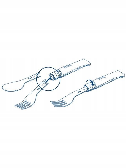 Opinel 08 Zestaw Piknikowy Picnic Plus Nóż Sztućce Inox Drewno Bukowe