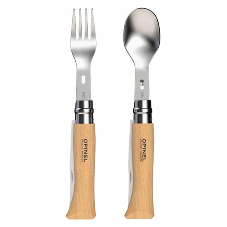 Opinel 08 Zestaw Piknikowy Picnic Plus Nóż Sztućce Inox Drewno Bukowe