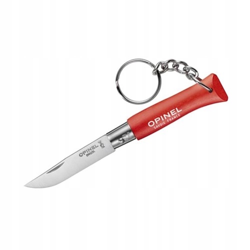 Opinel 04 Nóż Brelok Składany Stal Inox Czerwony Drewno Grabu