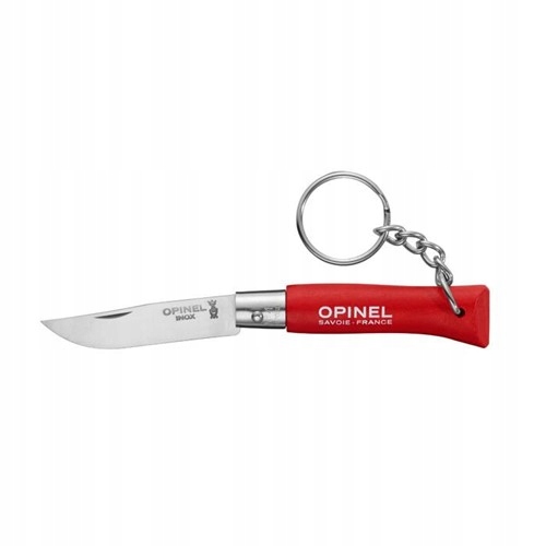 Opinel 04 Nóż Brelok Składany Stal Inox Czerwony Drewno Grabu